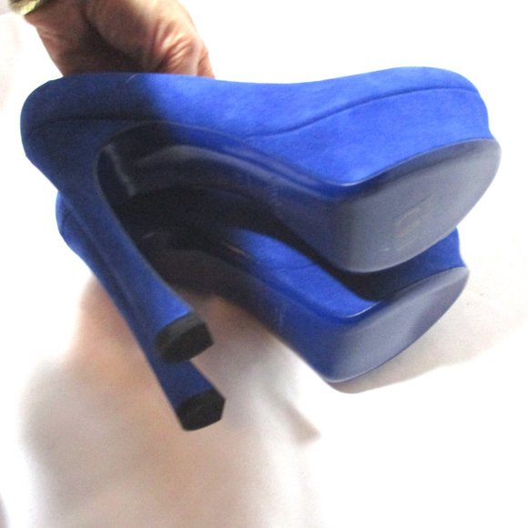NEW NIB SAINT LAURENT PARIS Stiletto Heel Platform PUMP SHOE 36.5 BLUE - Picture 8 of 9
